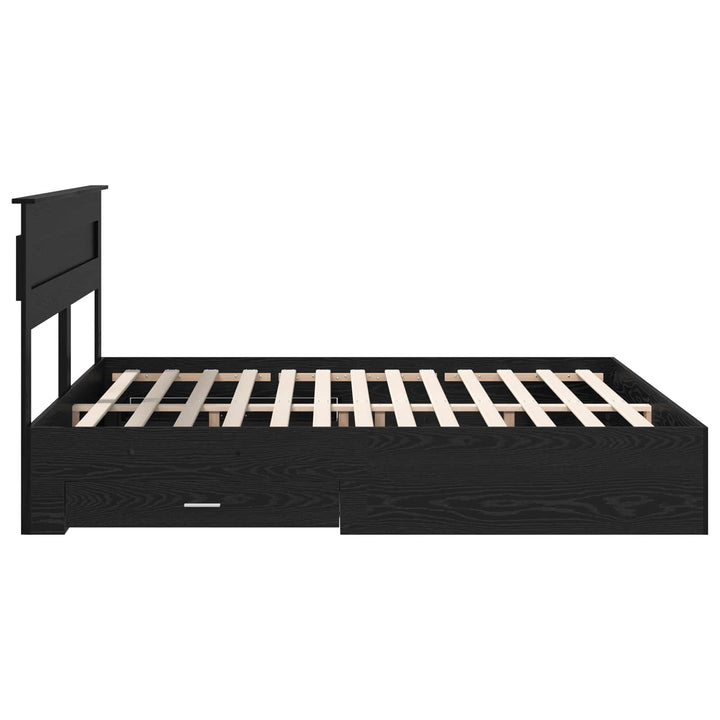 Sengestel med hovedgærde Sort eg 180 x 200 cm Konstrueret træ