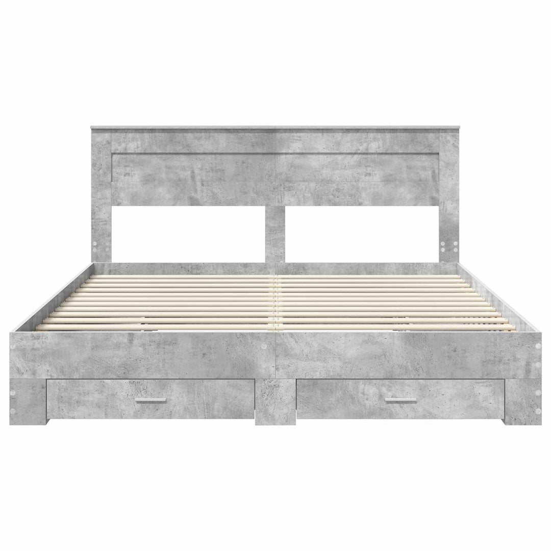 Sengestel med hovedgærde Beton Grå 180 x 200 cm Konstrueret træ