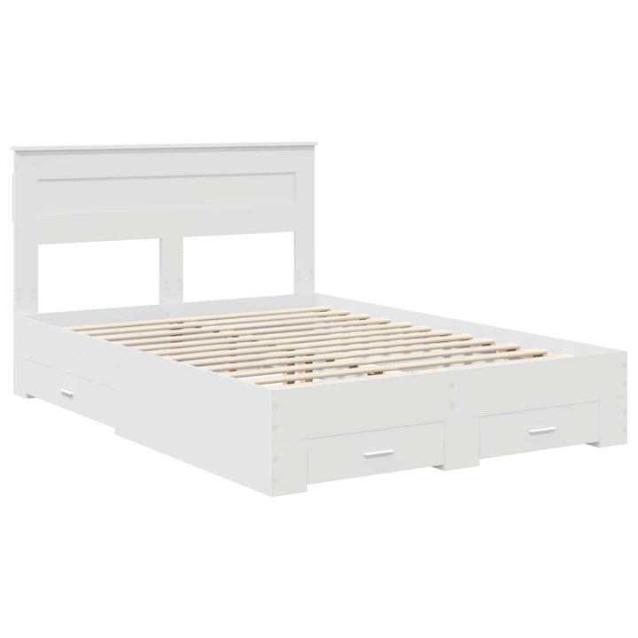 Sengestel med hovedgærde Hvid 160 x 200 cm Konstrueret træ