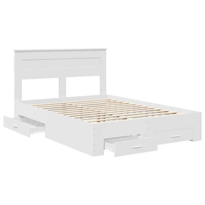 Sengestel med hovedgærde Hvid 160 x 200 cm Konstrueret træ
