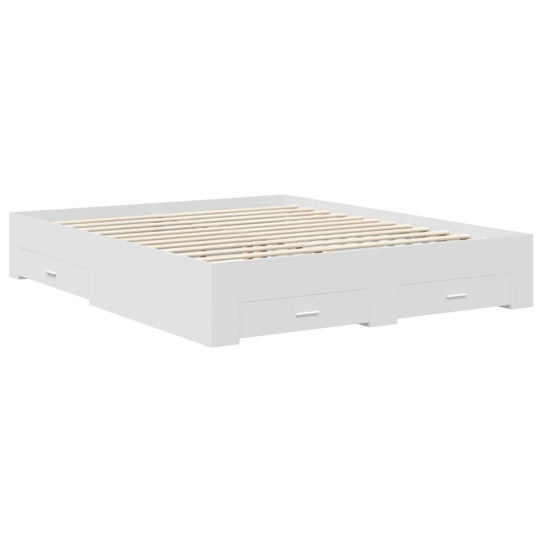 Sengestel med hovedgærde Hvid 160 x 200 cm Konstrueret træ