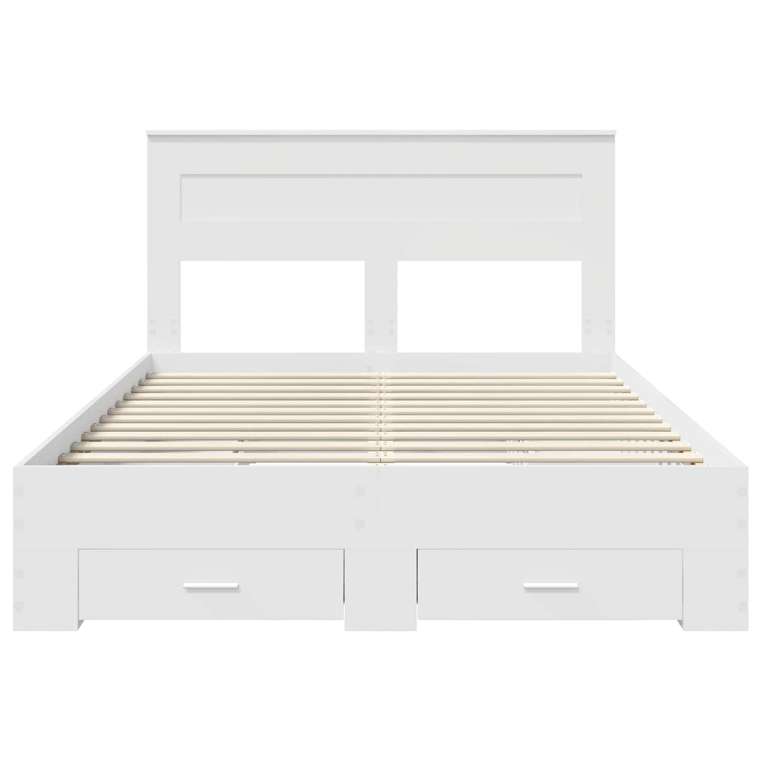 Sengestel med hovedgærde Hvid 160 x 200 cm Konstrueret træ