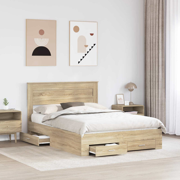 Sengestel med hovedgærde Sonoma eg 140 x 190 cm Konstrueret træ