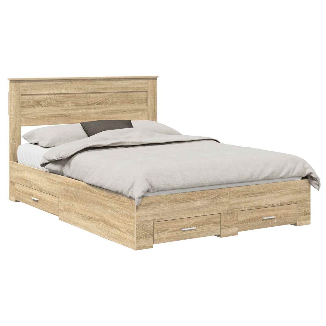 Sengestel med hovedgærde Sonoma eg 140 x 190 cm Konstrueret træ