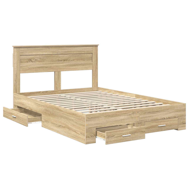 Sengestel med hovedgærde Sonoma eg 140 x 190 cm Konstrueret træ
