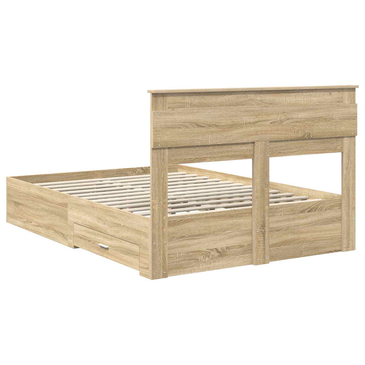 Sengestel med hovedgærde Sonoma eg 140 x 190 cm Konstrueret træ