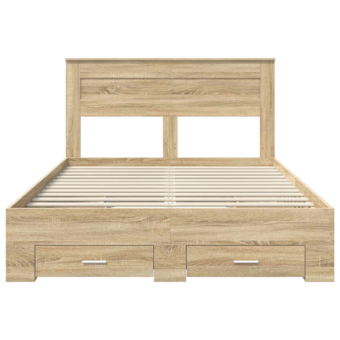 Sengestel med hovedgærde Sonoma eg 140 x 190 cm Konstrueret træ