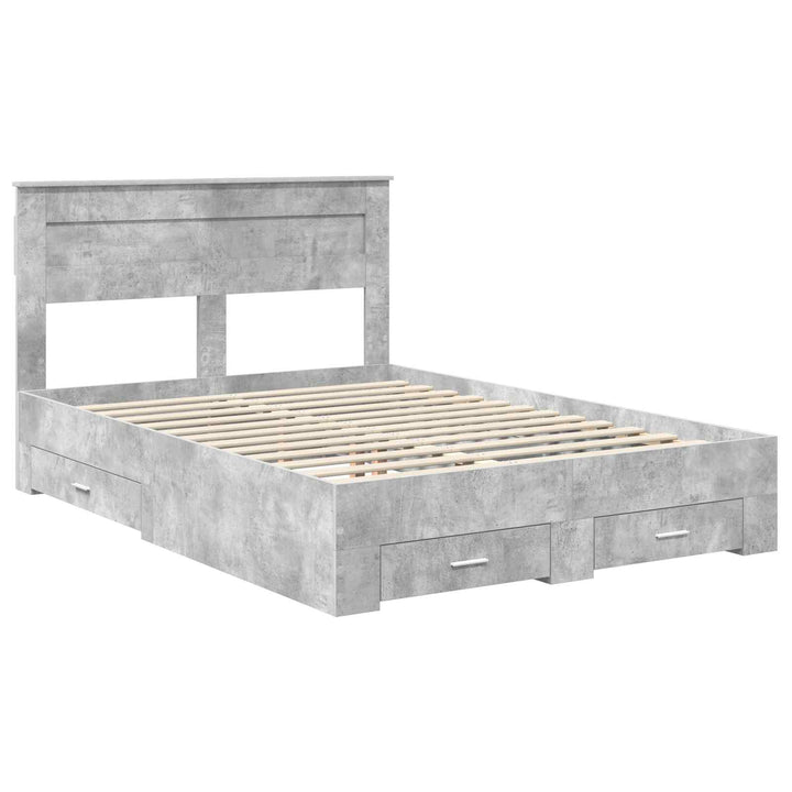 Sengestel med hovedgærde Beton Grå 140 x 190 cm Konstrueret træ