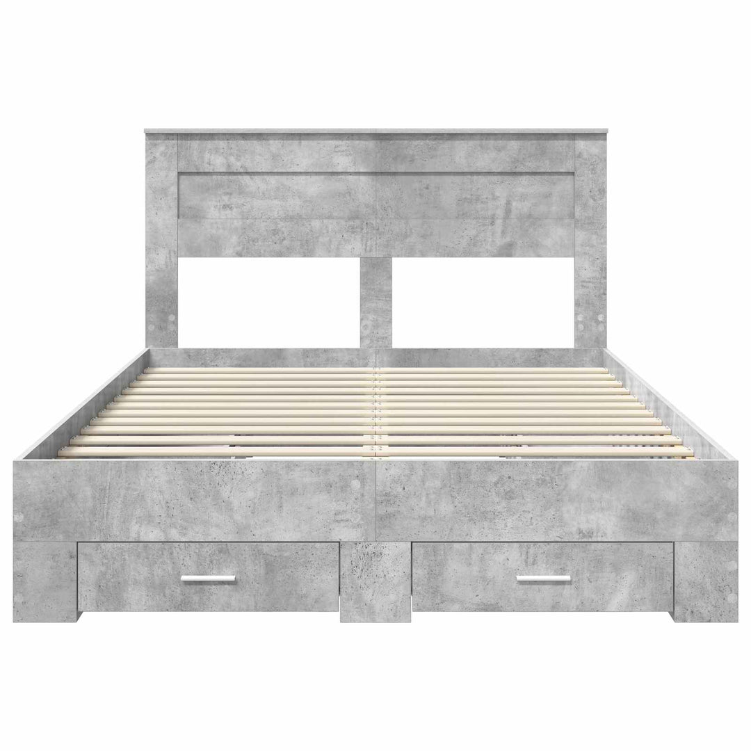 Sengestel med hovedgærde Beton Grå 140 x 190 cm Konstrueret træ