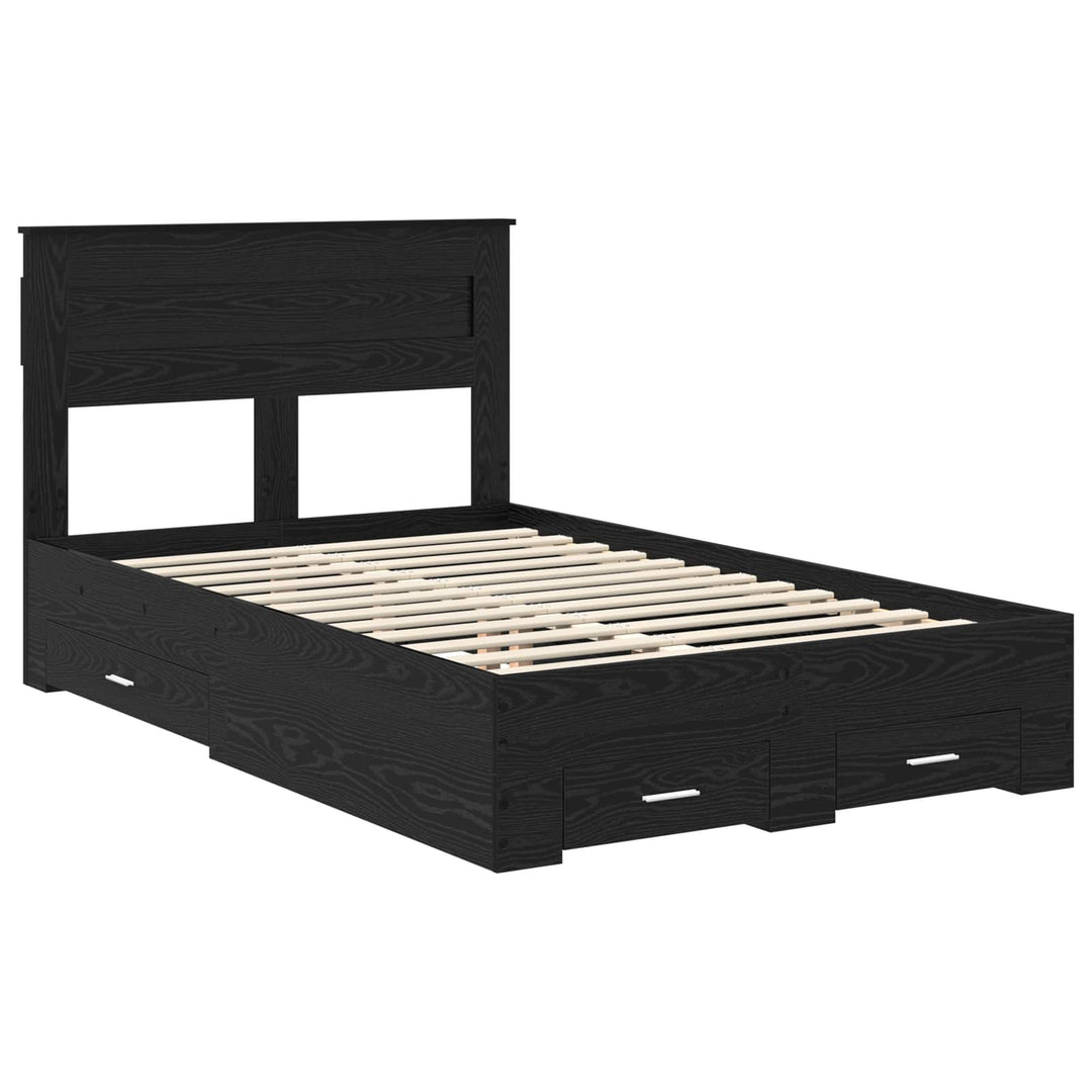 Sengestel med hovedgærde Sort eg 135 x 190 cm Konstrueret træ