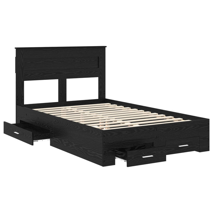 Sengestel med hovedgærde Sort eg 135 x 190 cm Konstrueret træ