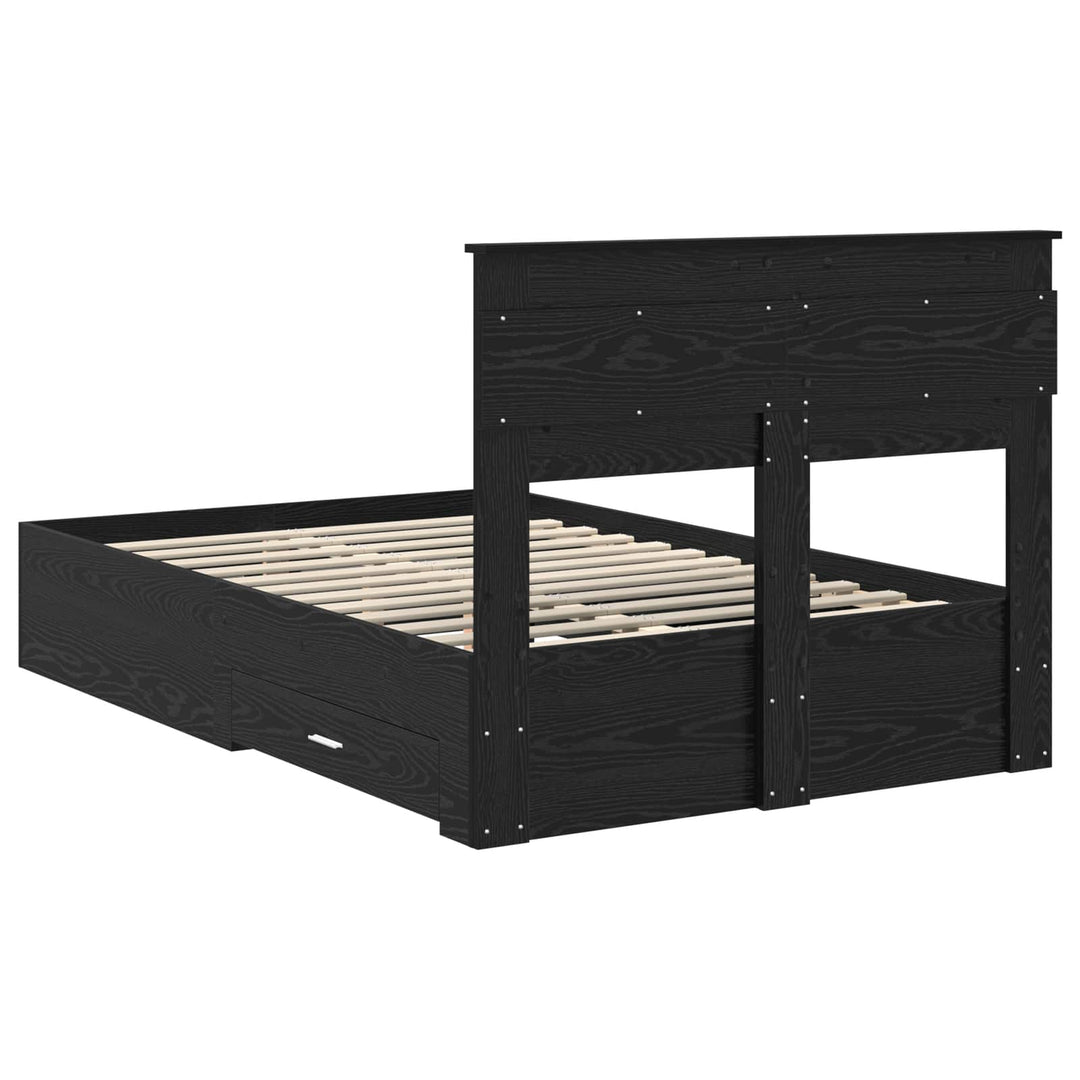 Sengestel med hovedgærde Sort eg 135 x 190 cm Konstrueret træ