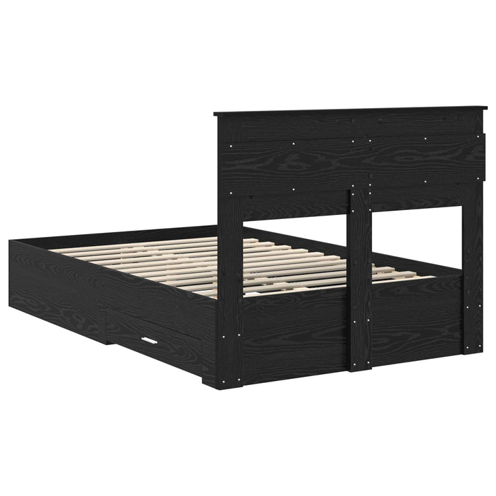 Sengestel med hovedgærde Sort eg 135 x 190 cm Konstrueret træ
