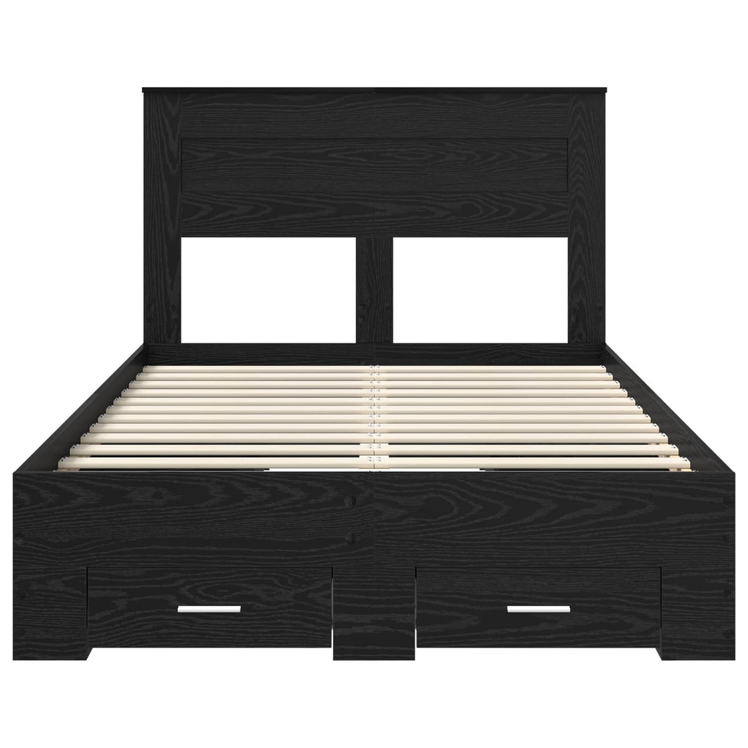 Sengestel med hovedgærde Sort eg 135 x 190 cm Konstrueret træ