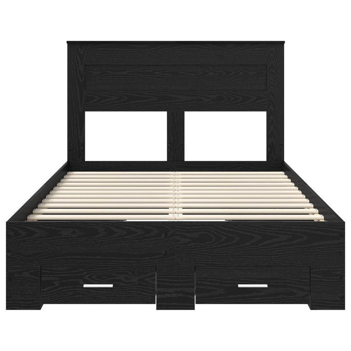 Sengestel med hovedgærde Sort eg 135 x 190 cm Konstrueret træ
