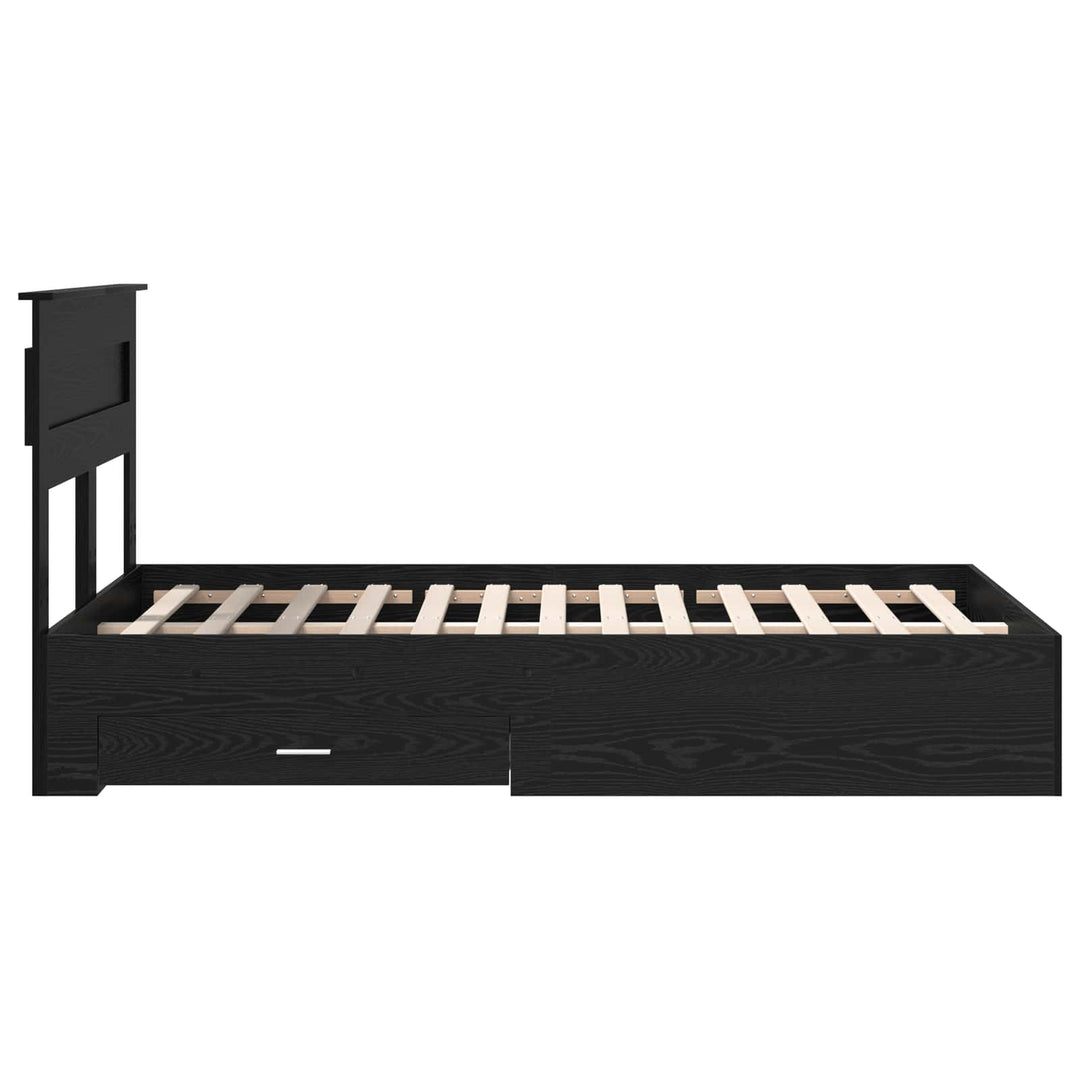 Sengestel med hovedgærde Sort eg 135 x 190 cm Konstrueret træ