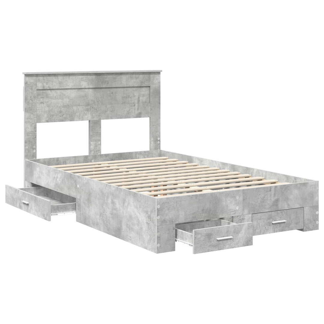 Sengestel med hovedgærde Beton Grå 135 x 190 cm Konstrueret træ