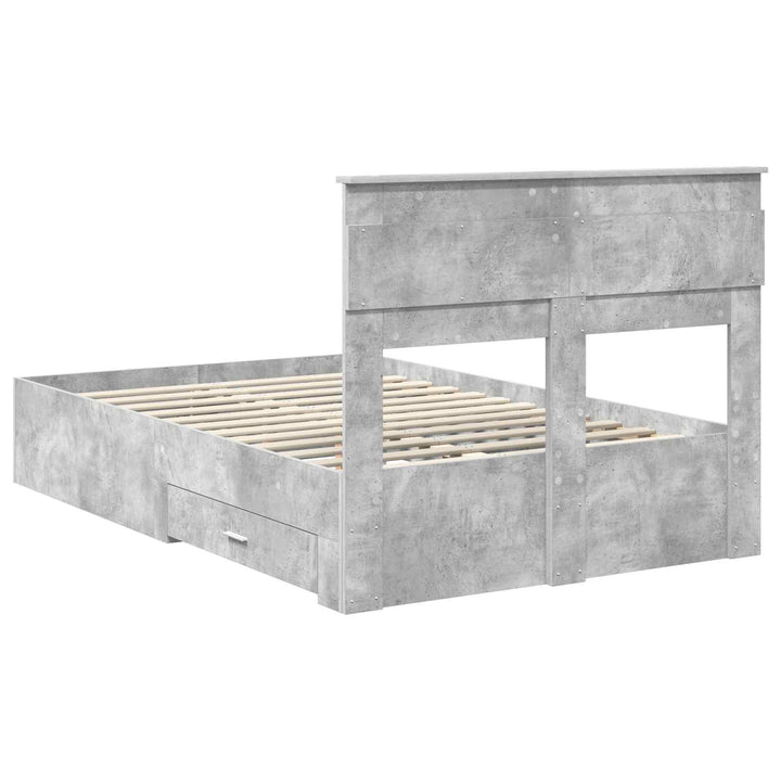 Sengestel med hovedgærde Beton Grå 135 x 190 cm Konstrueret træ