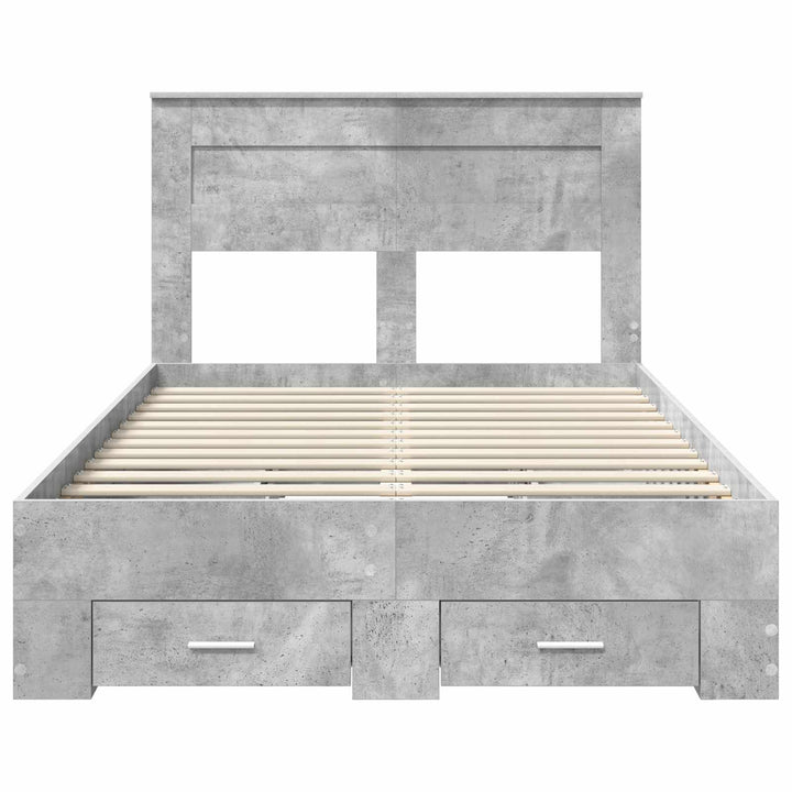 Sengestel med hovedgærde Beton Grå 135 x 190 cm Konstrueret træ