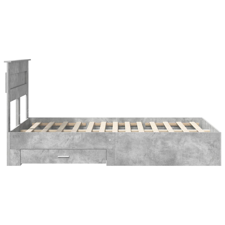 Sengestel med hovedgærde Beton Grå 135 x 190 cm Konstrueret træ
