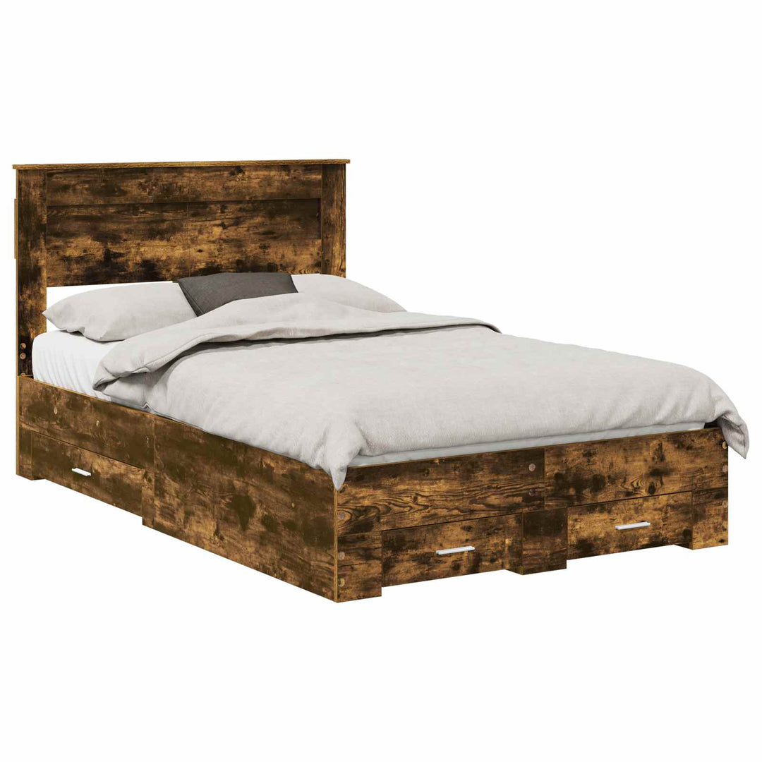 Sengestel med hovedgærde Røget eg 120 x 190 cm Konstrueret træ