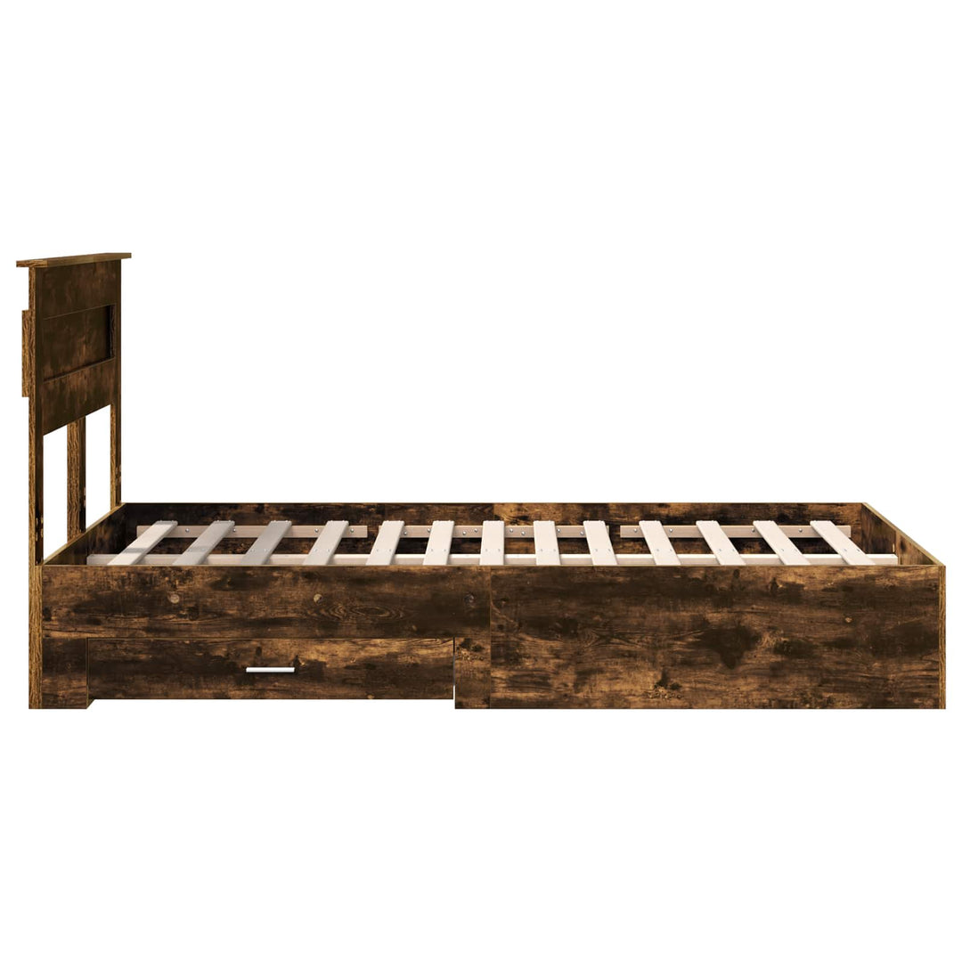 Sengestel med hovedgærde Røget eg 120 x 190 cm Konstrueret træ