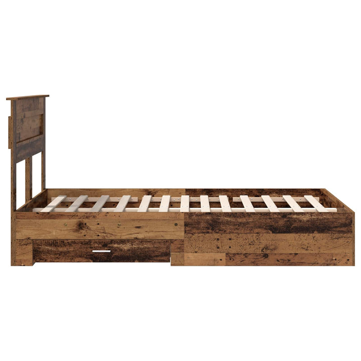 Sengestel med skuffe Gammelt træ 120 x 190 cm Konstrueret træ