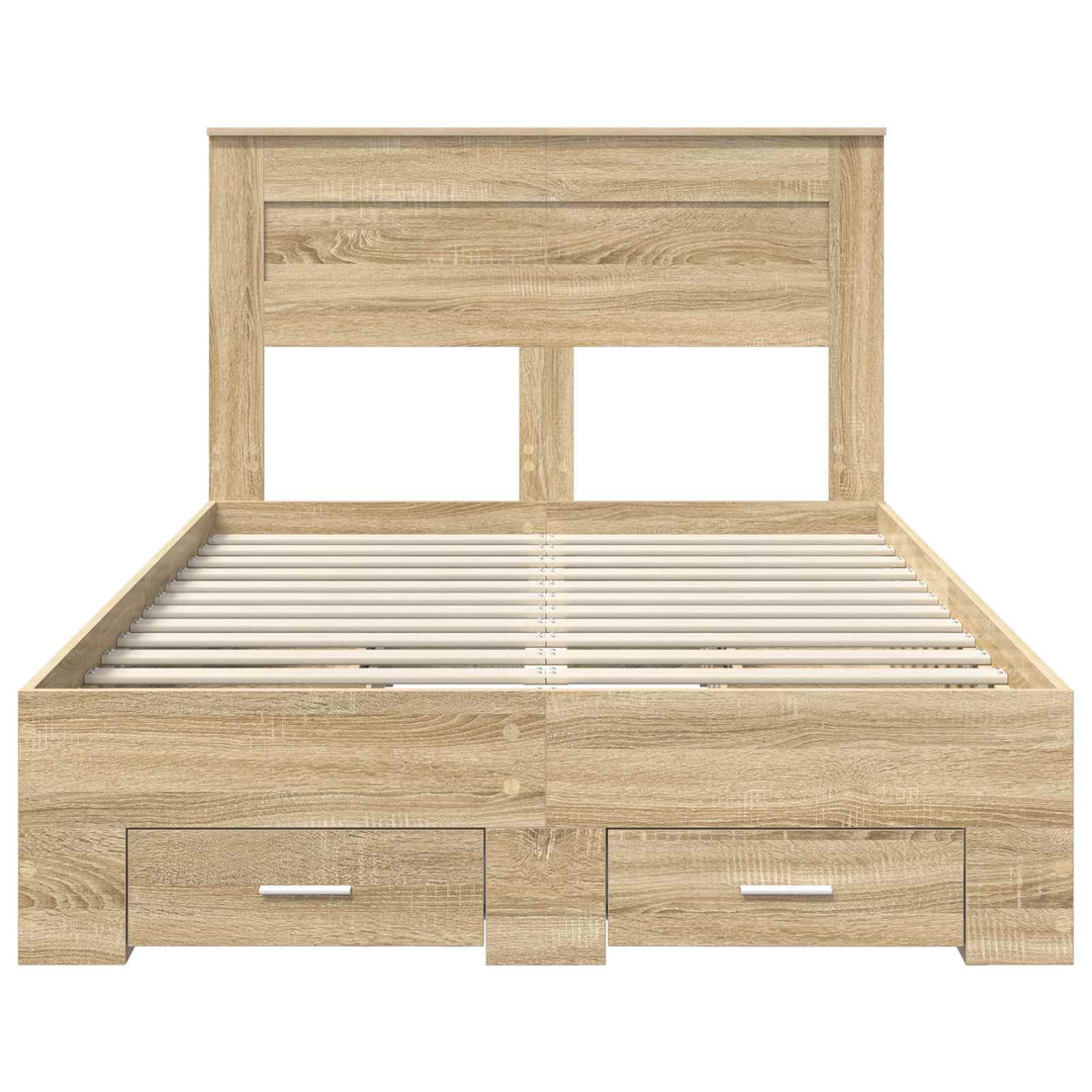 Sengestel med hovedgærde Sonoma eg 120 x 200 cm Konstrueret træ