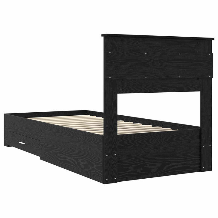 Sengestel med hovedgærde Sort eg 100 x 200 cm Konstrueret træ