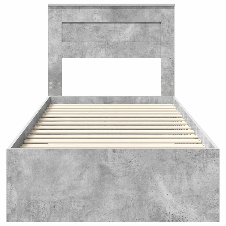 Sengestel med hovedgærde Beton Grå 90 x 200 cm Konstrueret træ