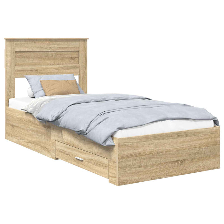 Sengestel Sonoma Eg og Sølv 75 x 190 cm Konstrueret træ