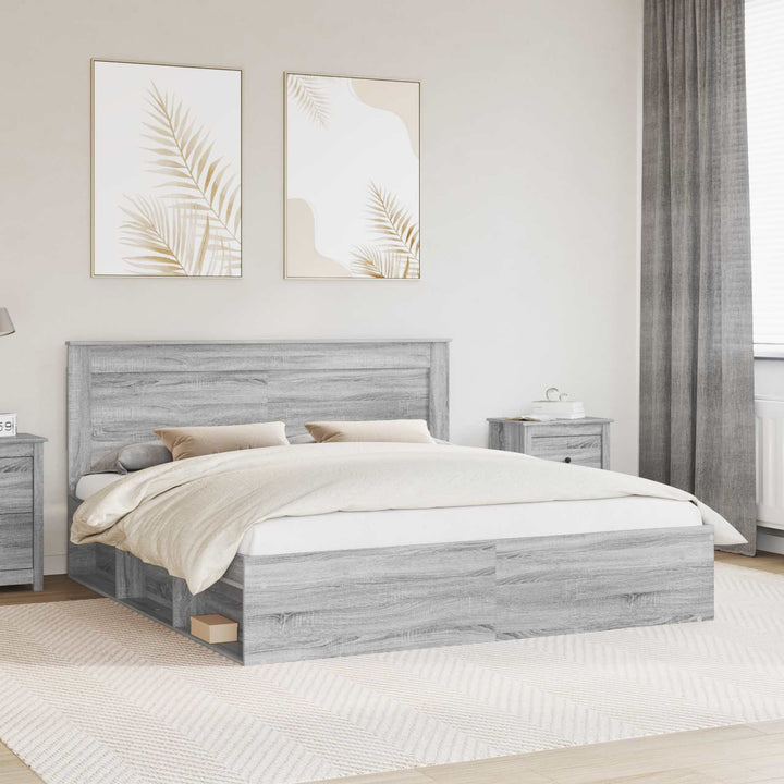 Sengestel Grå Sonoma 200 x 200 cm Massiv fyrretræ