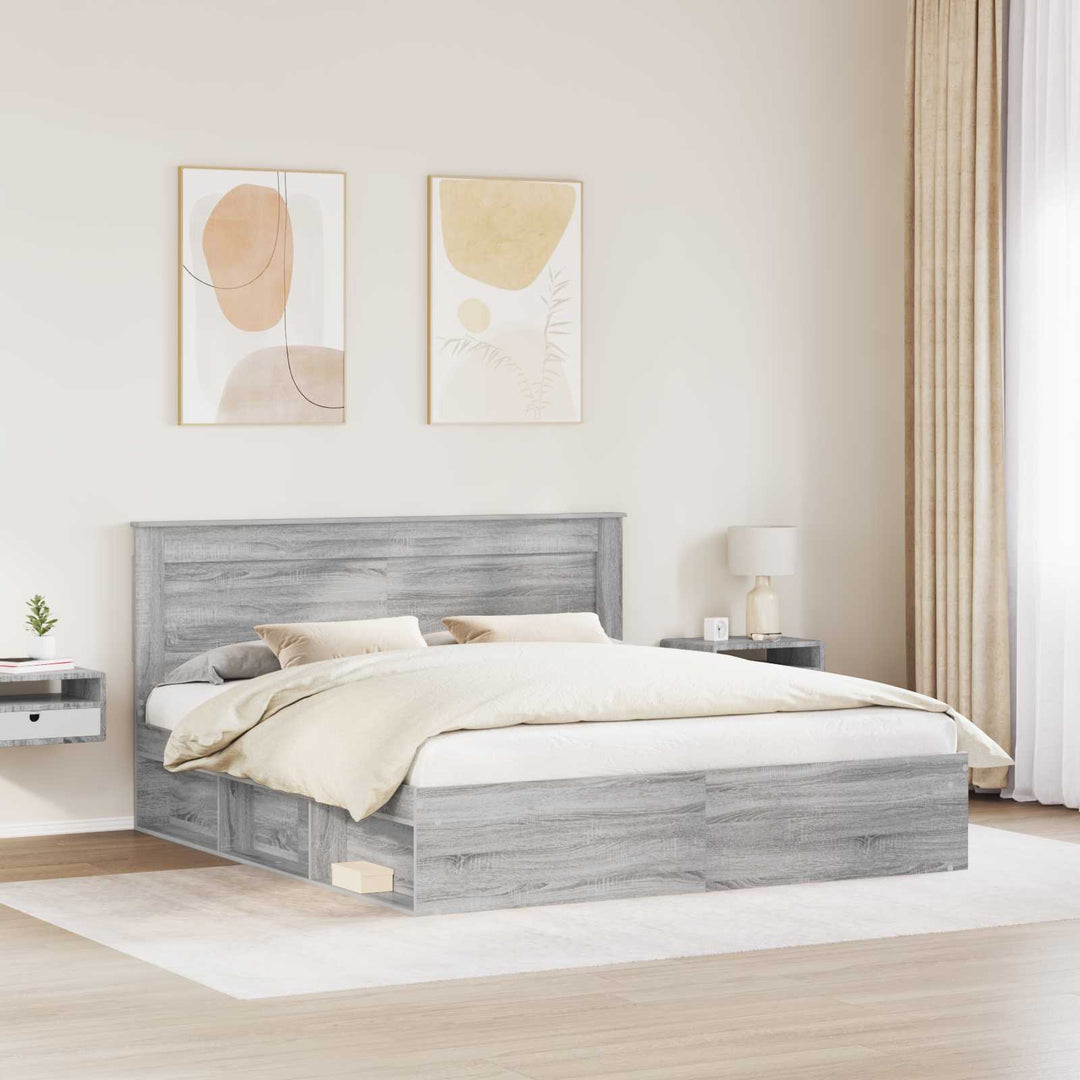 Sengestel Grå Sonoma 200 x 200 cm Massiv fyrretræ