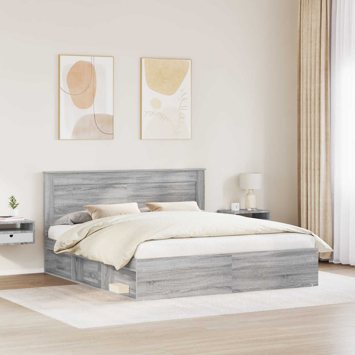 Sengestel Grå Sonoma 200 x 200 cm Massiv fyrretræ