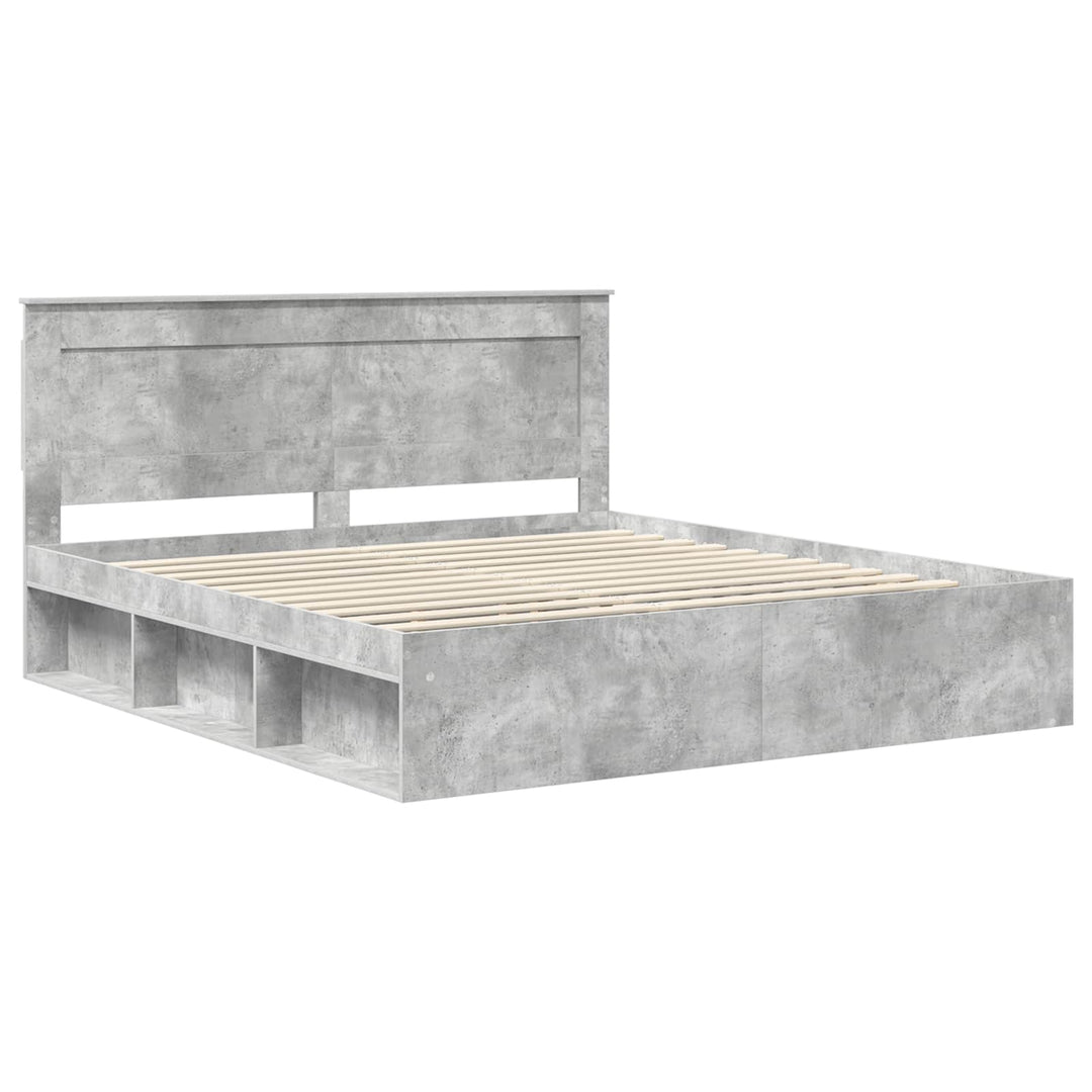 Sengestel med hovedgærde Beton 180 x 200 cm Massiv fyrretræ