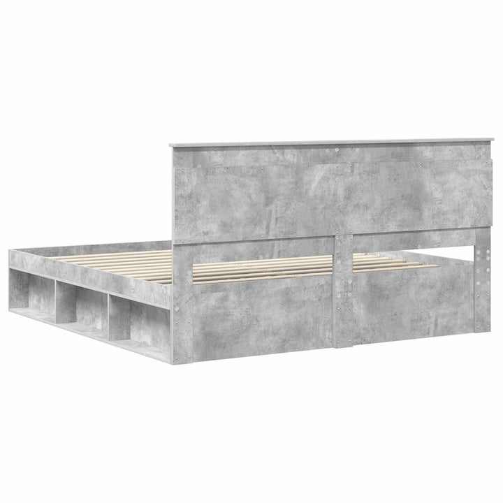 Sengestel med hovedgærde Beton 180 x 200 cm Massiv fyrretræ
