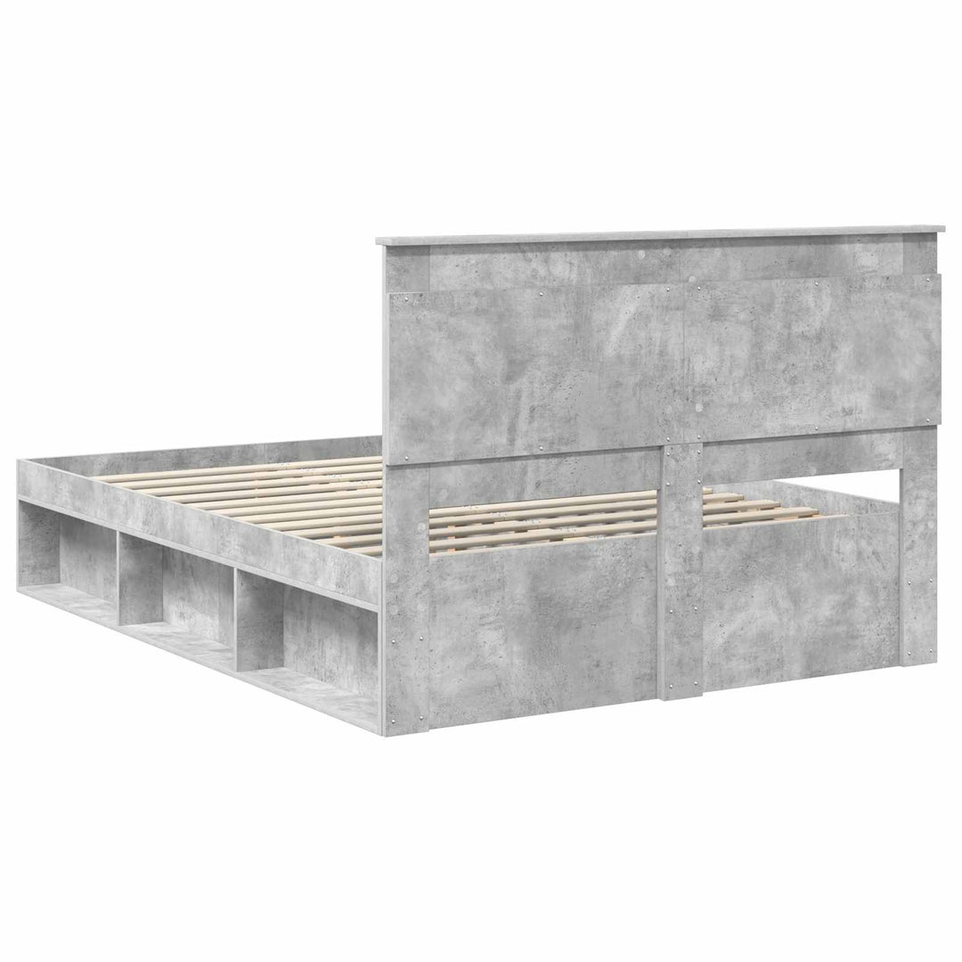 Sengestel med hovedgærde Beton 160 x 200 cm Massiv fyrretræ