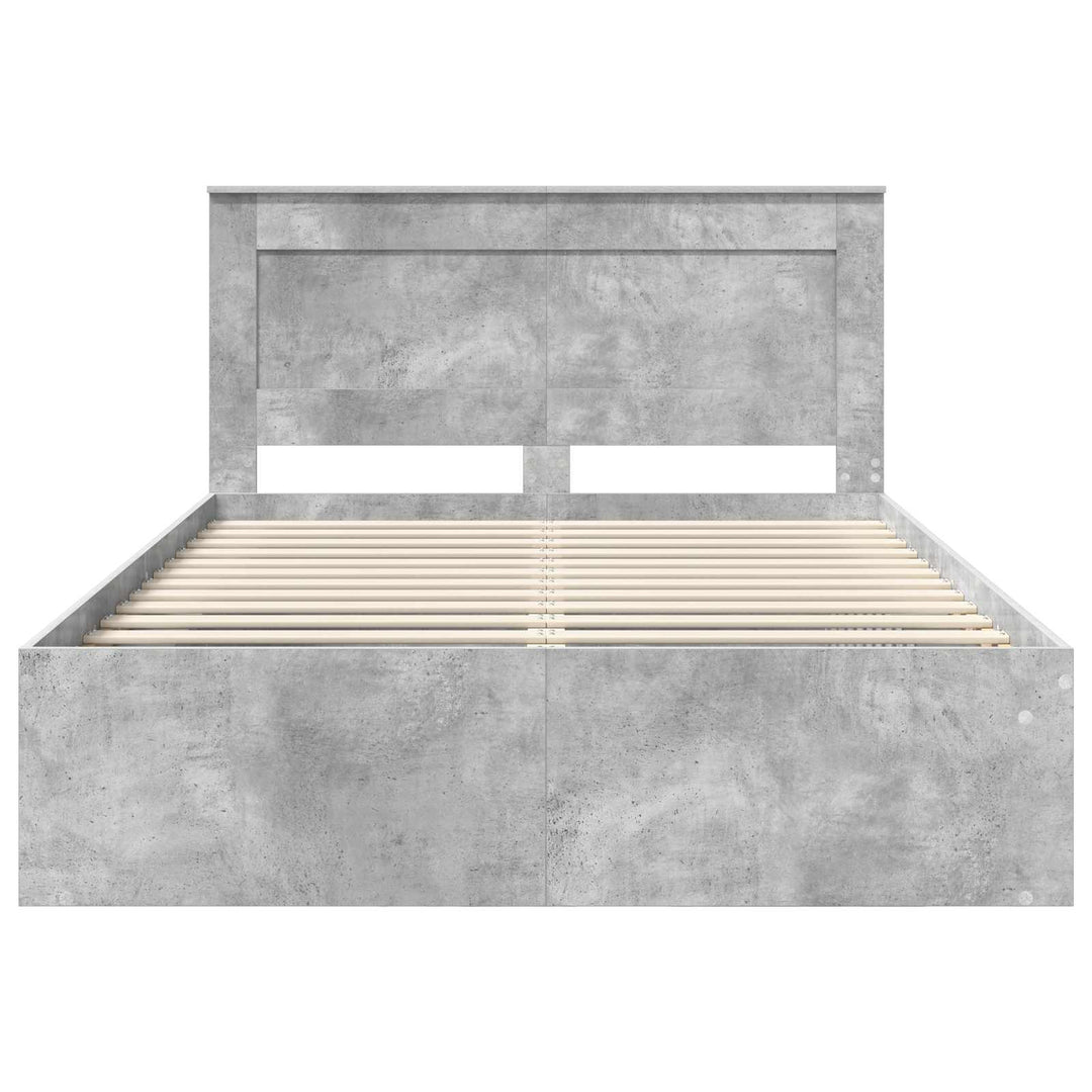 Sengestel med hovedgærde Beton 160 x 200 cm Massiv fyrretræ