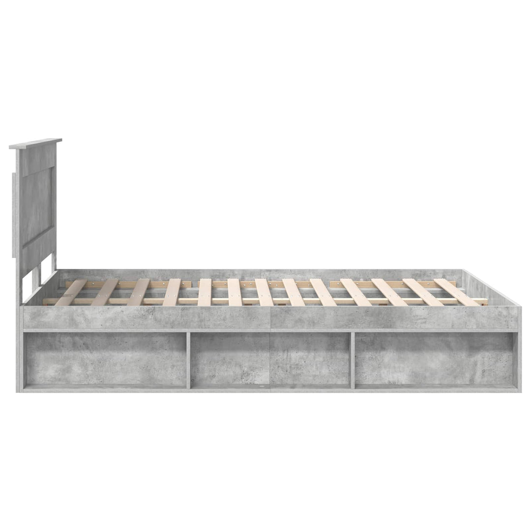 Sengestel med hovedgærde Beton 160 x 200 cm Massiv fyrretræ