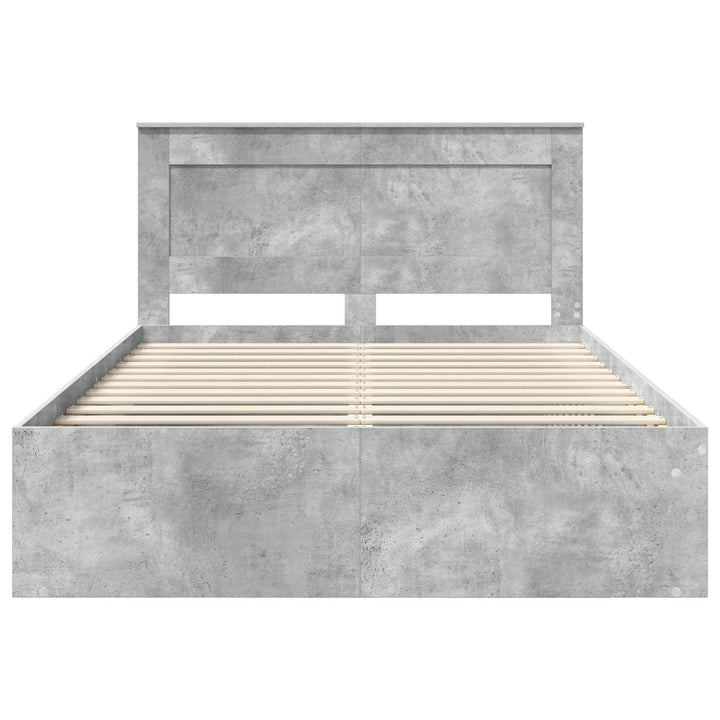 Sengestel med hovedgærde Beton Grå 150 x 200 cm Massiv fyrretræ