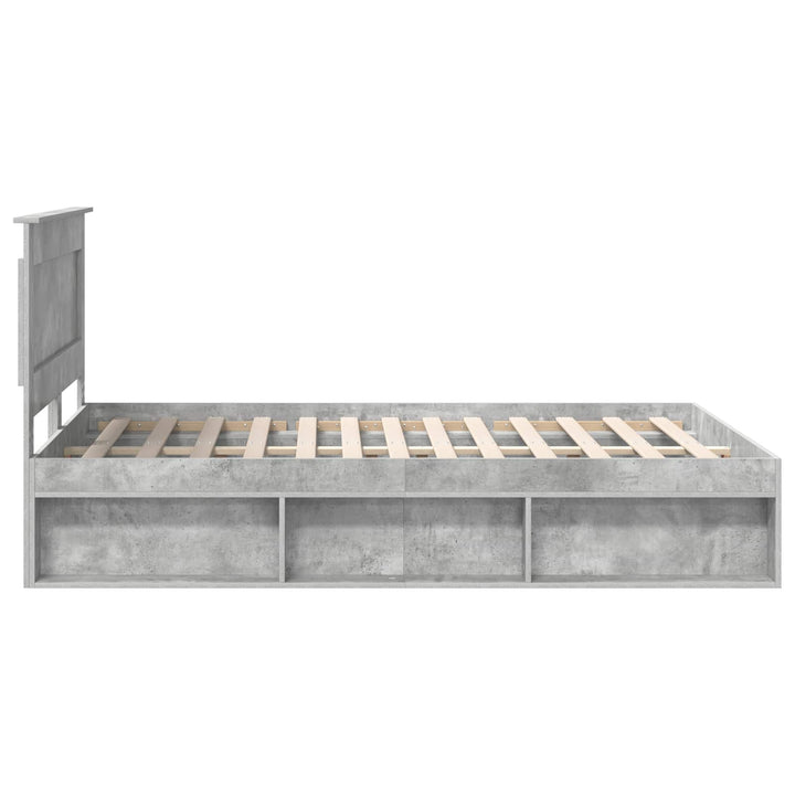 Sengestel med hovedgærde Beton Grå 150 x 200 cm Massiv fyrretræ