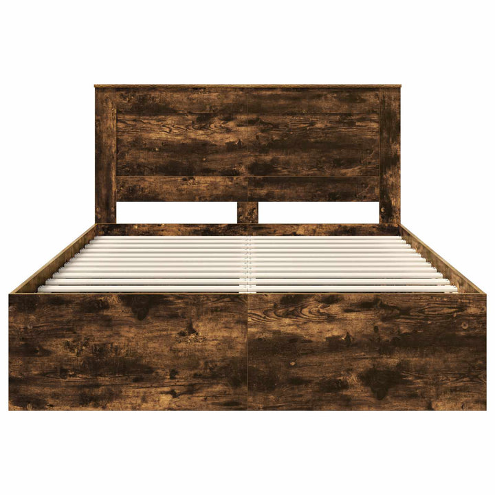 Sengestel med hovedgærde Røget eg 150 x 200 cm Massiv fyrretræ