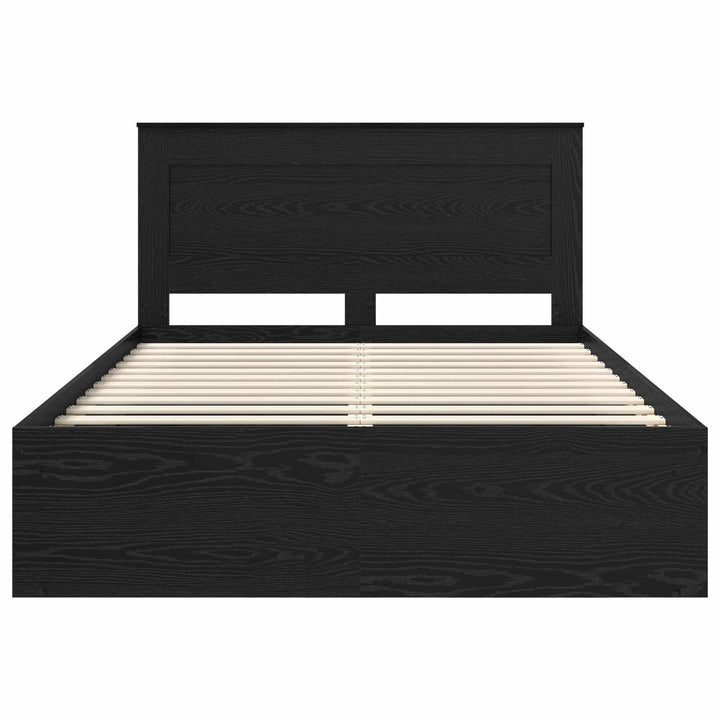 Sengestel med hovedgærde Sort 140 x 190 cm Massiv fyrretræ