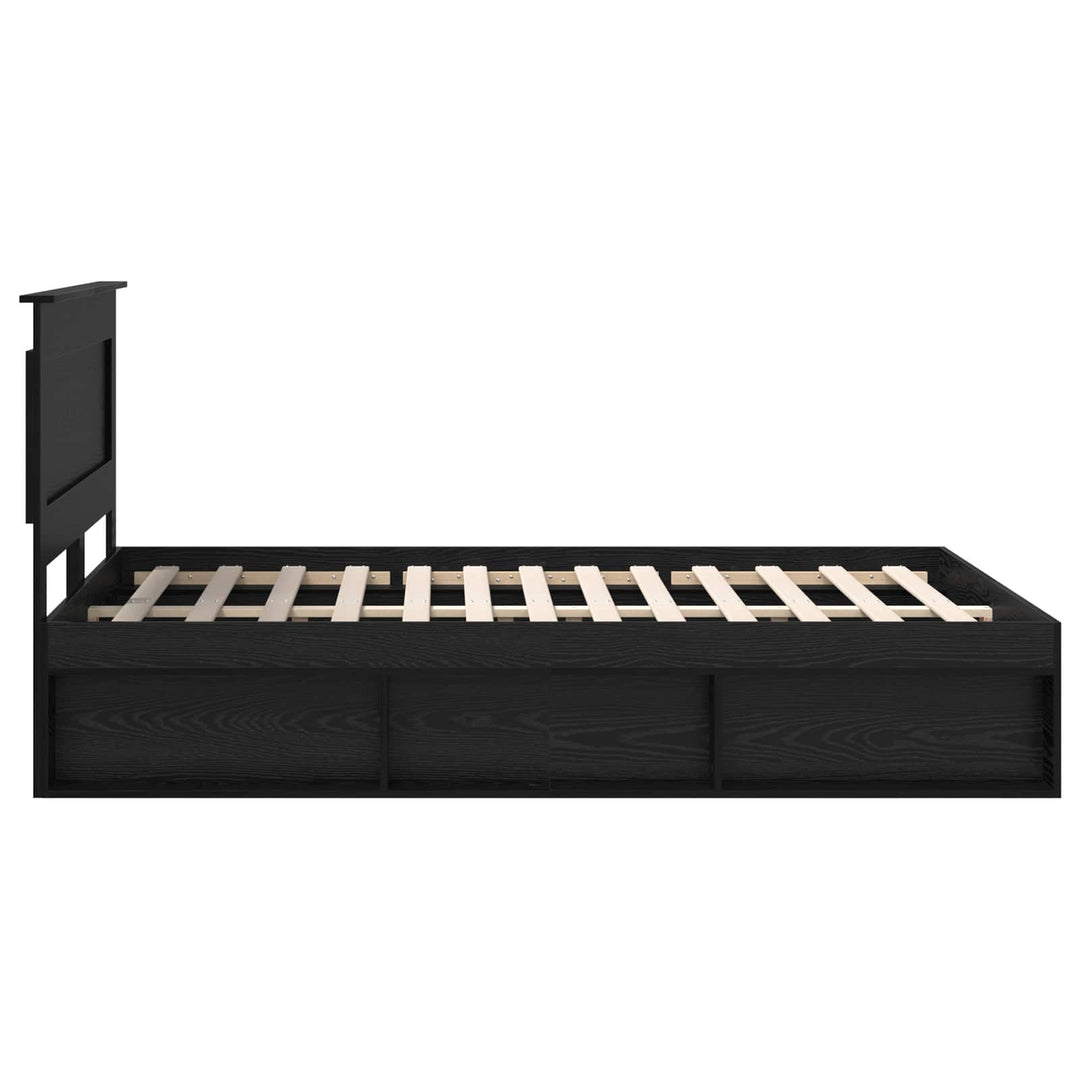 Sengestel med hovedgærde Sort 140 x 190 cm Massiv fyrretræ