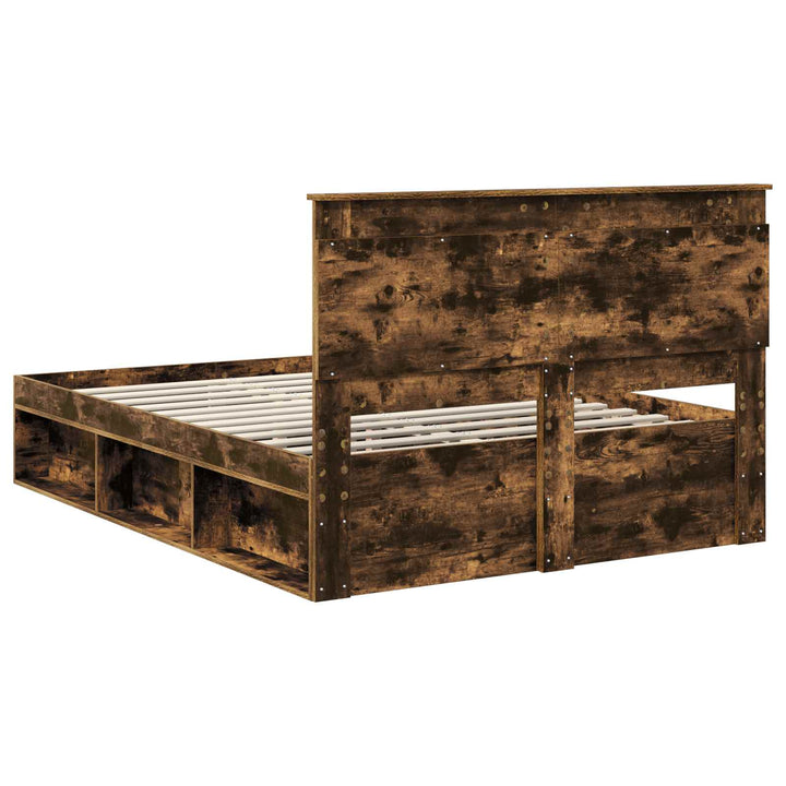 Sengestel med hovedgærde Røget eg 140 x 190 cm Massiv fyrretræ
