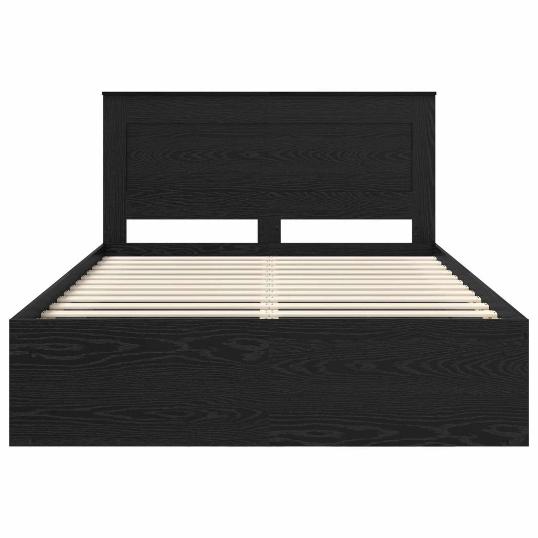 Sengestel med hovedgærde Sort 140 x 190 cm Massiv fyrretræ