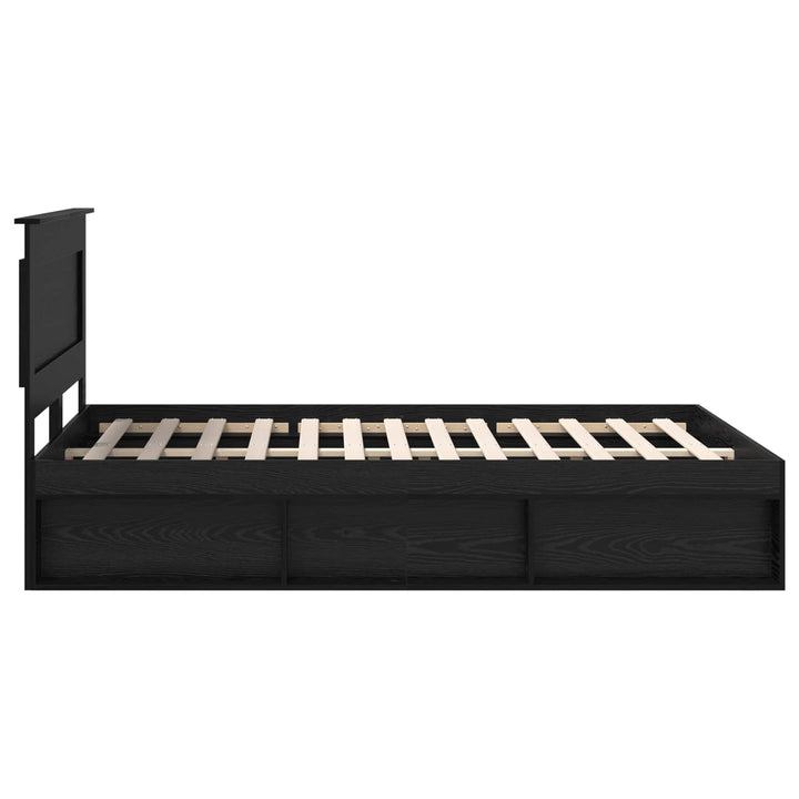 Sengestel med hovedgærde Sort 140 x 190 cm Massiv fyrretræ