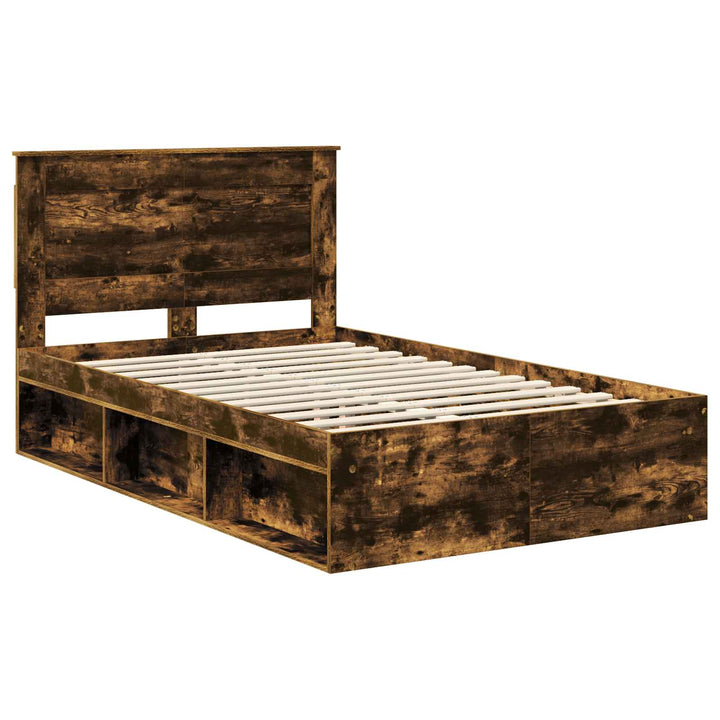 Sengestel med hovedgærde Røget eg 135 x 190 cm Massiv fyrretræ