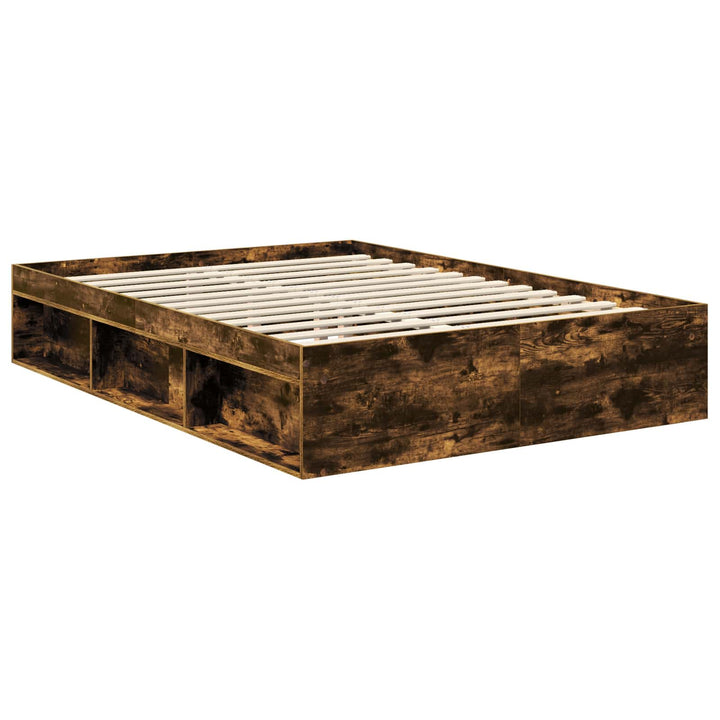Sengestel med hovedgærde Røget eg 135 x 190 cm Massiv fyrretræ
