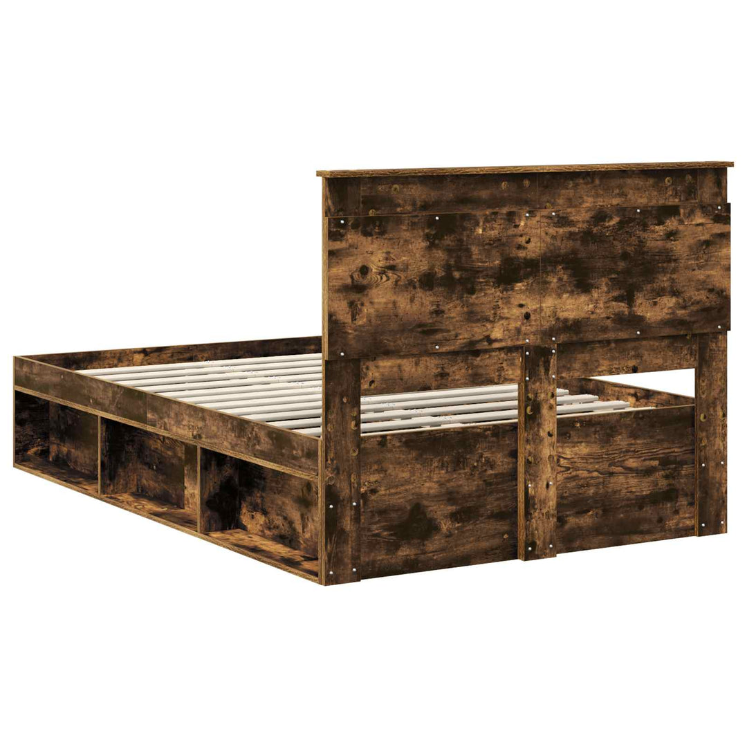 Sengestel med hovedgærde Røget eg 135 x 190 cm Massiv fyrretræ